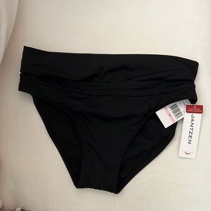 Jantzen Women's Solid Shirred Waist Bikini Bottom / Size 10 / Black